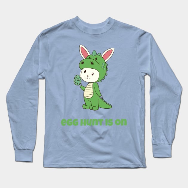 Egg Hunt Is On Easter T Rex Dinosaur Egg Hunting For Kids Long Sleeve T-Shirt by DDJOY Perfect Gift Shirts